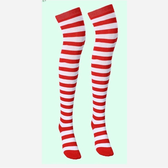 Accessories - Over the knee socks red & white stripes